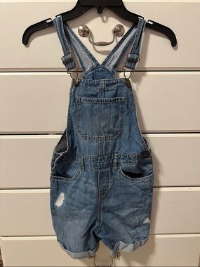 OshKosh B'gosh Medium Blue Denim Shortalls with Distressed Accents